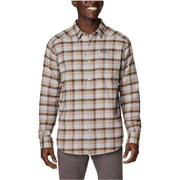 Columbia Cornell Woods Flannel Long Sleeve Shirt Grey Med Window Tartan Medium - Picture 1 of 9